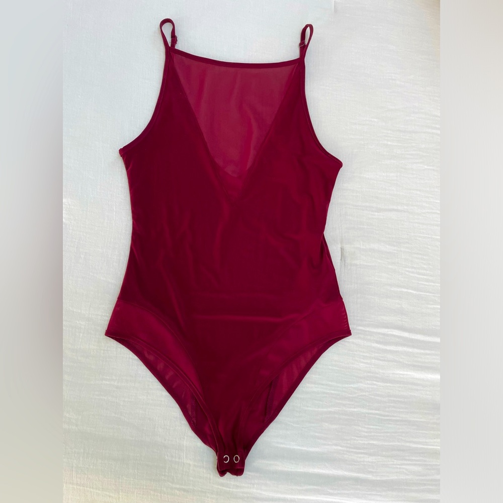 Forever 21 deep V mesh bodysuit